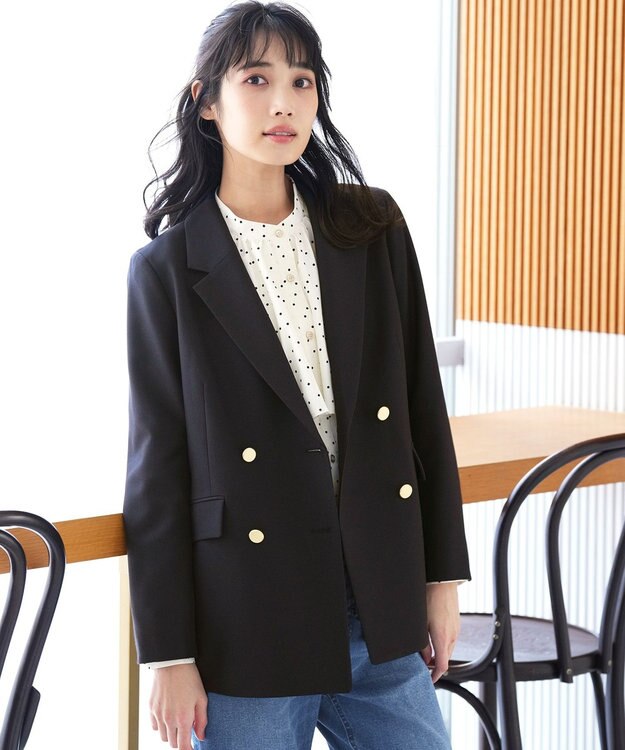 ANY SIS 褒めらレディストレッチ テーラード ジャケット ネイビー