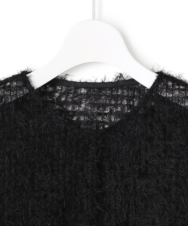 ICB L 【洗える】 フェザーチュール ブラウス ブラック系