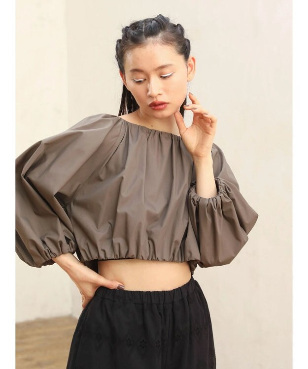 Green Parks ■ＥＳＣＡＲ　ギャザーショートプルオーバー Gray Beige