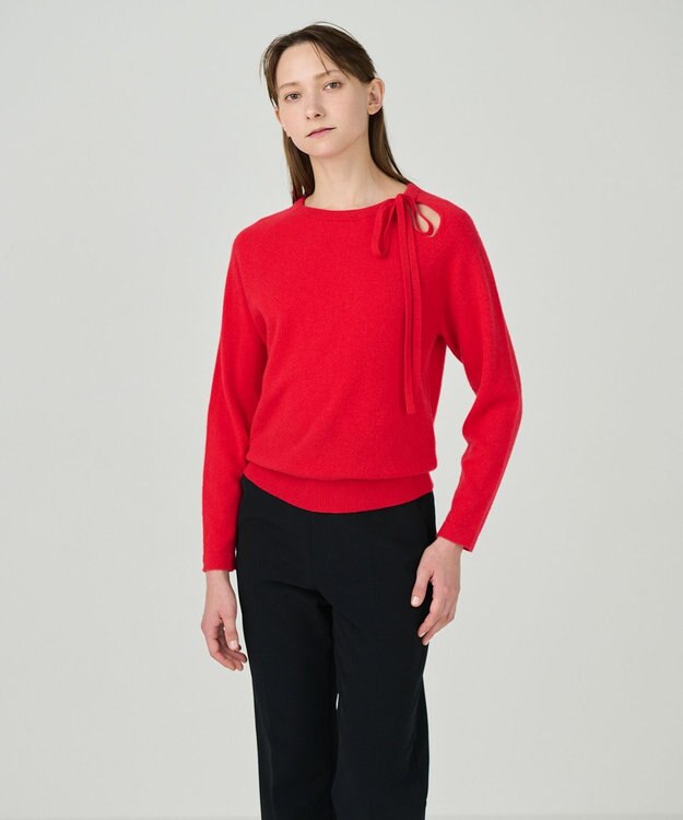 GRACE CONTINENTAL ボウタイカシミヤトップ レッド