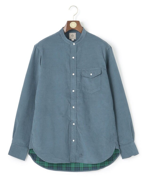 J.PRESS MEN Ｗフェイス キャラメルコールバンドカラー シャツ サックスブルー系