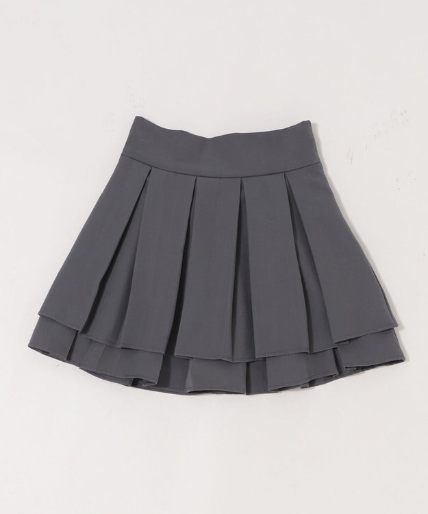WEGO ハイウエスト2段プリーツスカパン グレー