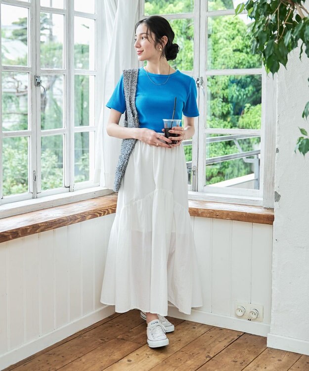 WEGO 【洗える/SML】コンパクトリブT ブルー