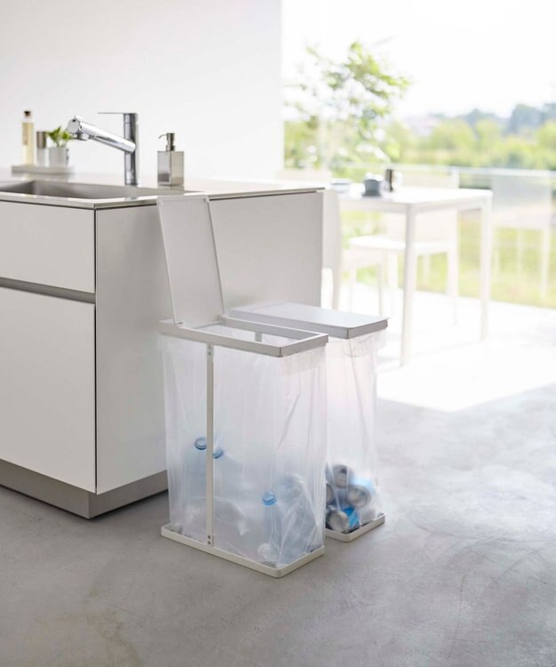 tower スリム蓋付き分別ゴミ袋ホルダー タワー 45L 2個組 ホワイト ホワイト