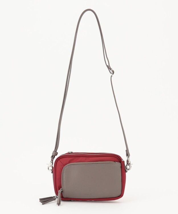 Y'SACCS ナイロン×リサイクルレザー　コンビマルチポシェット ワイン