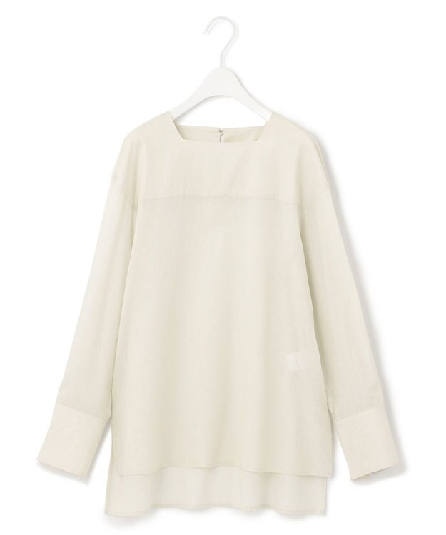 ICB 【洗える】テンセルコットンローン スクエアネックブラウス アッシュグレー系