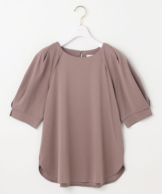 ANY SIS S 【接触冷感・UVケア】着映えタックスリーブ カットソー ブラウン