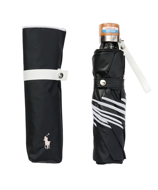 MOONBAT POLO RALPH LAUREN 晴雨兼用日傘 折りたたみ傘 ワンポイントPP／一級遮光 遮熱 UV ブラック