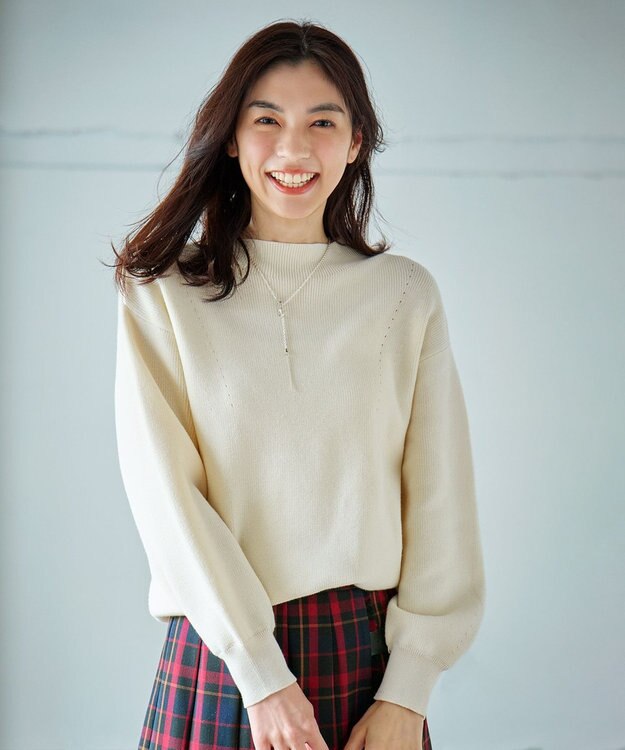 ANY 【洗濯機可能/8色展開】ソフトタッチポリエステルニット エクリュ