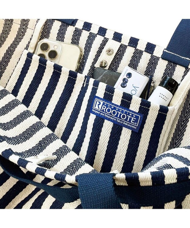 ROOTOTE 1148【大容量:ヘリンボーン】LT.グランデ.ストライプ-A 01：ネイビー