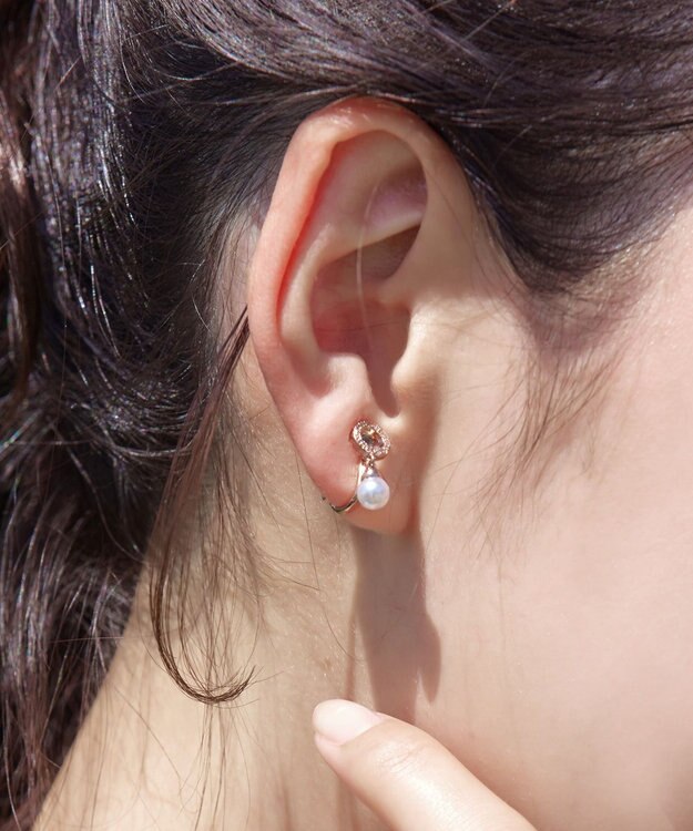 Tiaclasse 【金属アレルギー対応】　サークル＋パールイヤリング ピンクゴールド