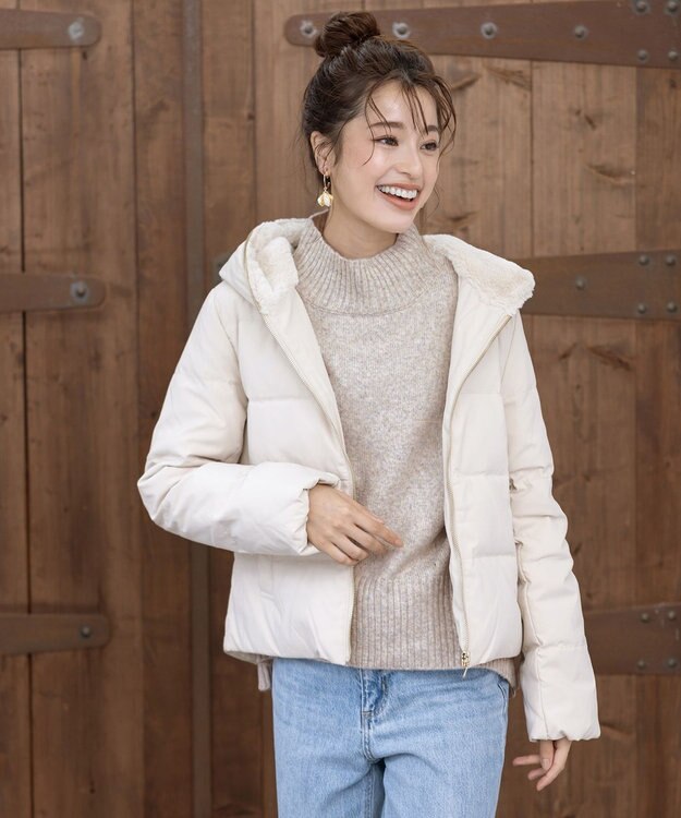 Tiaclasse L 【洗える】モックネックポインテルニットトップス ベージュ