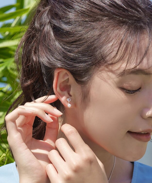 Tiaclasse 【金属アレルギー対応】　サークル＋パールイヤリング ピンクゴールド