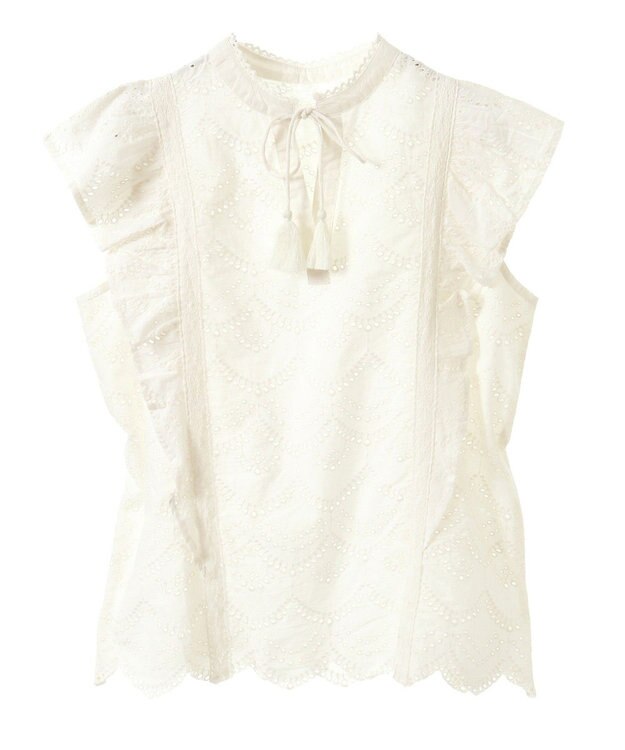 CRAFT STANDARD BOUTIQUE インド綿フリル使いシフリーブラウス White
