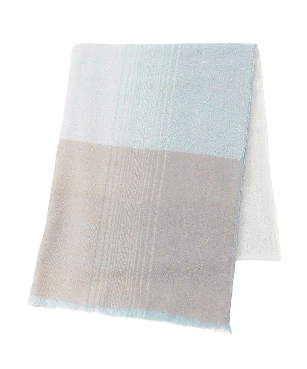 MOONBAT FURLA(フルラ）カシミヤ100％ オンブレー チェック ストール 手洗いOK ペールスカイ