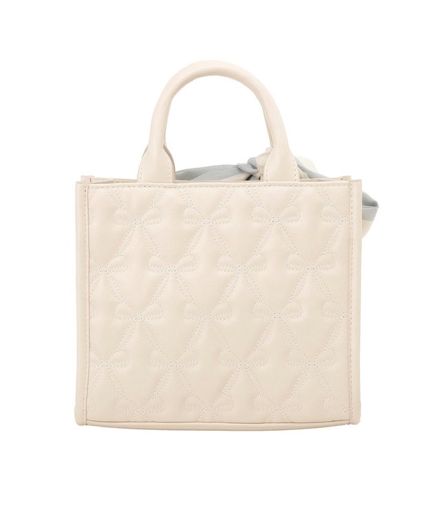 Maison de FLEUR スカーフ付きリボンキルティング2Wayスクエアトート Ivory