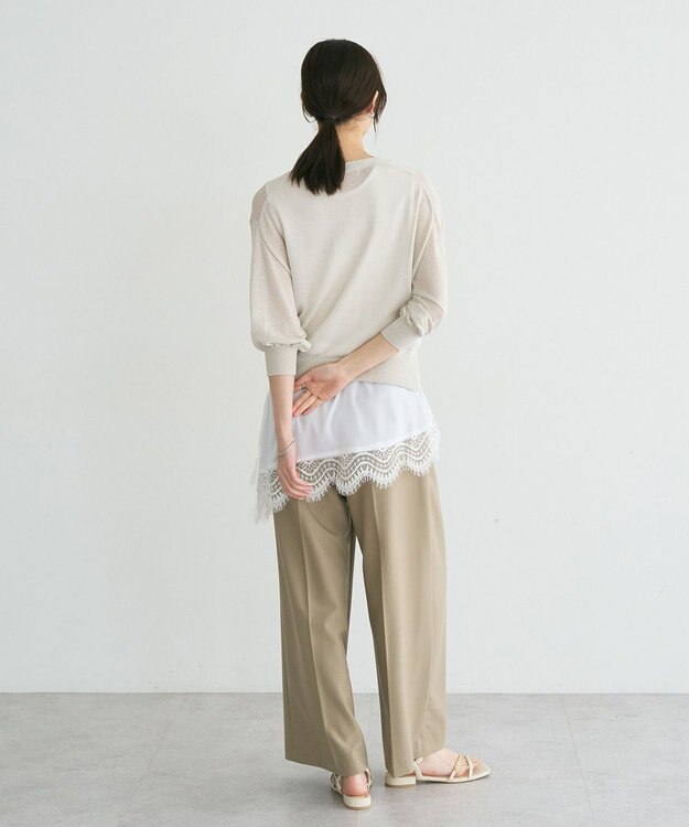YECCA VECCA シアーニットVネックカーディガン Light Beige