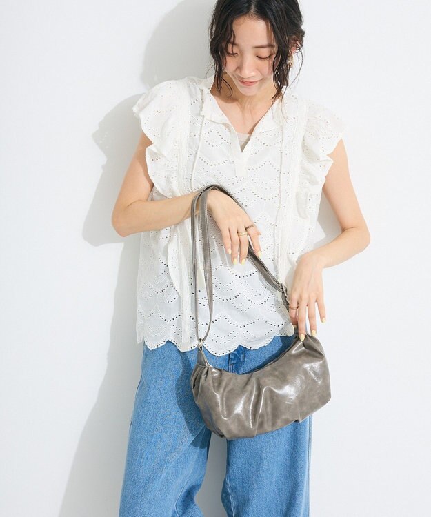 CRAFT STANDARD BOUTIQUE インド綿フリル使いシフリーブラウス White