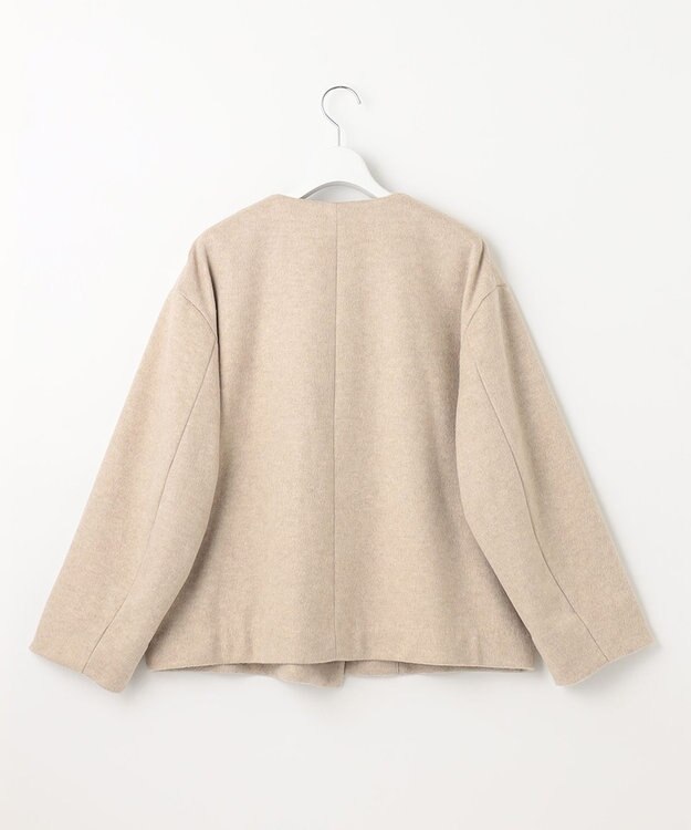 自由区 【WEB限定】ブラッシュドビーバー ショート丈ノーカラーコート ベージュ系