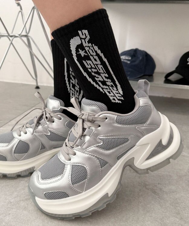 WEGO オーバルロゴデザインソックス ブラック