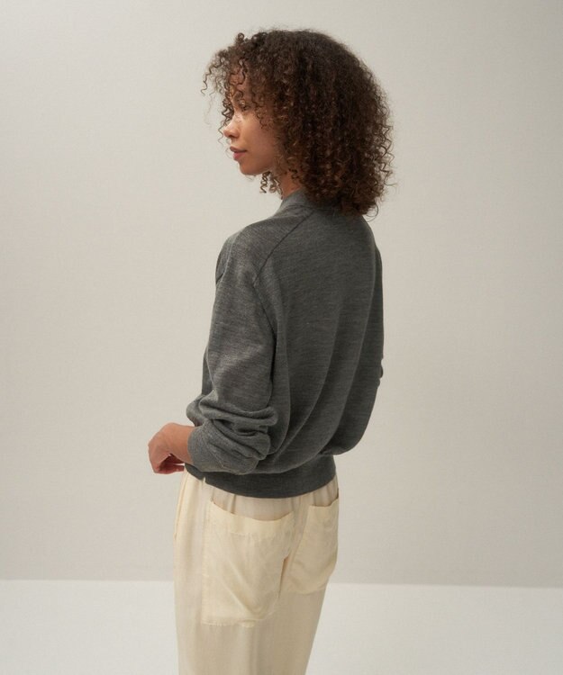 ATON RAMIE WOOL | Vネックニットカーディガン TOP GRAY