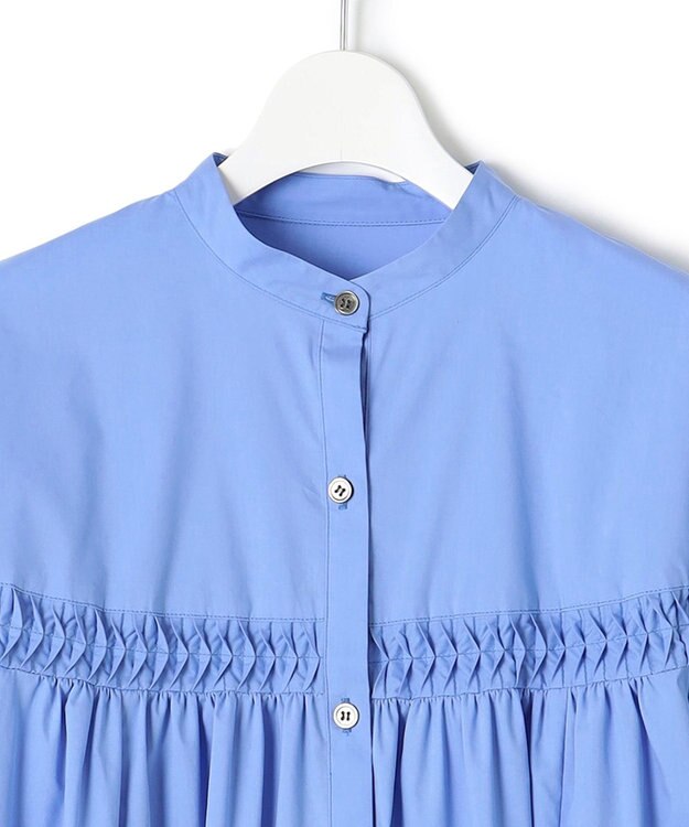 23区 【洗える】コンパクトライトクロス ピンタック ワンピース ブルー系