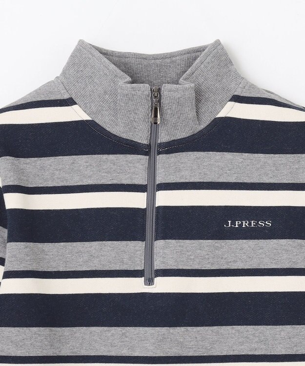 J.PRESS KIDS 【140-170cm】ハーフジップ ボーダー トレーナー グレー系1