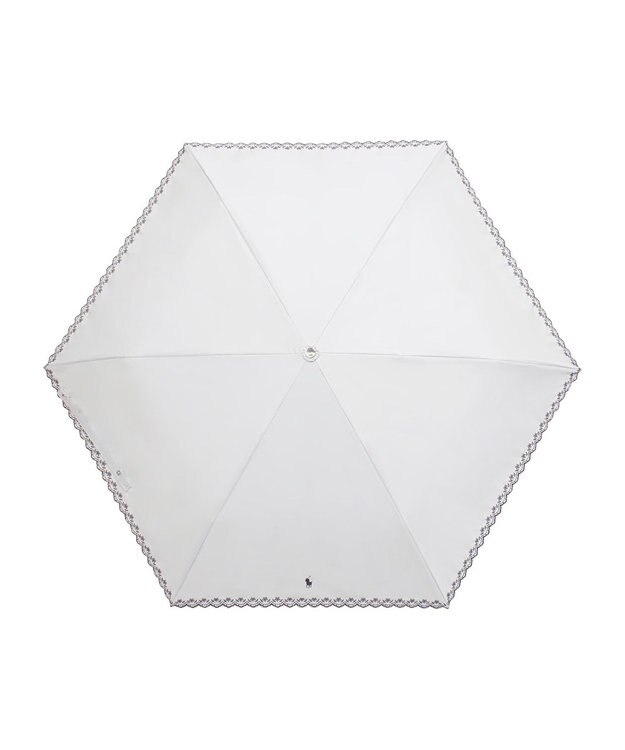 MOONBAT POLO RALPH LAUREN（ポロ ラルフローレン）晴雨兼用日傘 無地 刺繍 遮光率100% 遮熱 UV オフホワイト