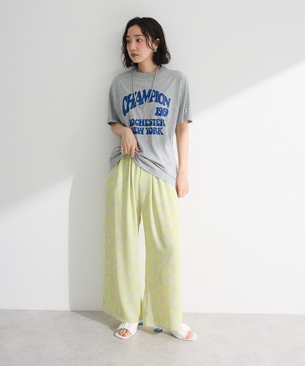 Green Parks 柄イージーパンツⅠ（ワイド） Lime Green