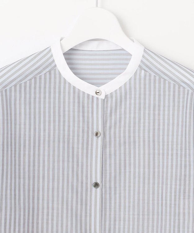 J.PRESS LADIES L シアーピンストライプ カットソー スカイブルー×スレート系1