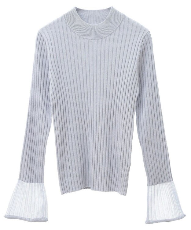 earth music&ecology シアースリーブリブハイネックプルオーバー Light Gray