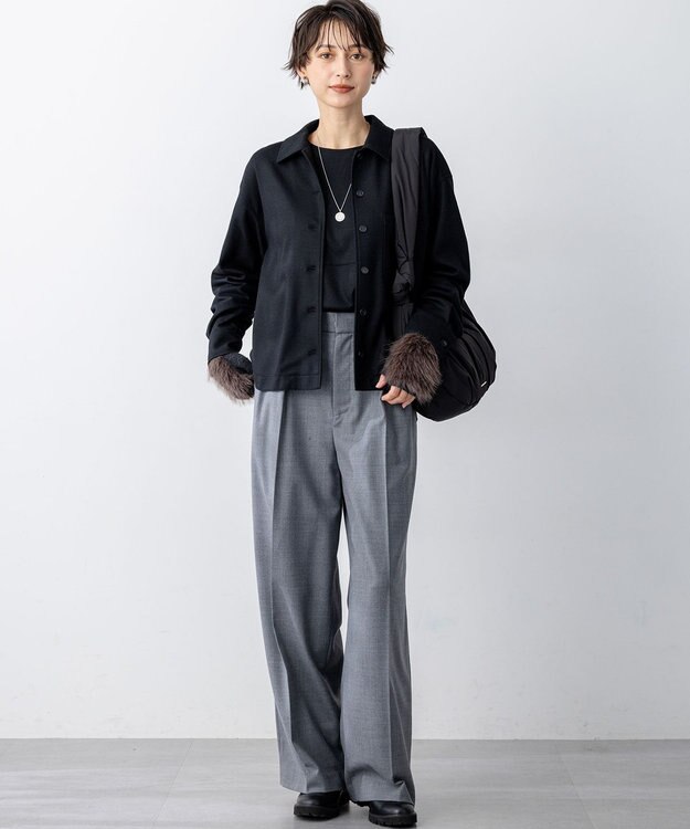 23区 【セットアップ対応】TWサキソニー タックワイド パンツ ライトグレー系