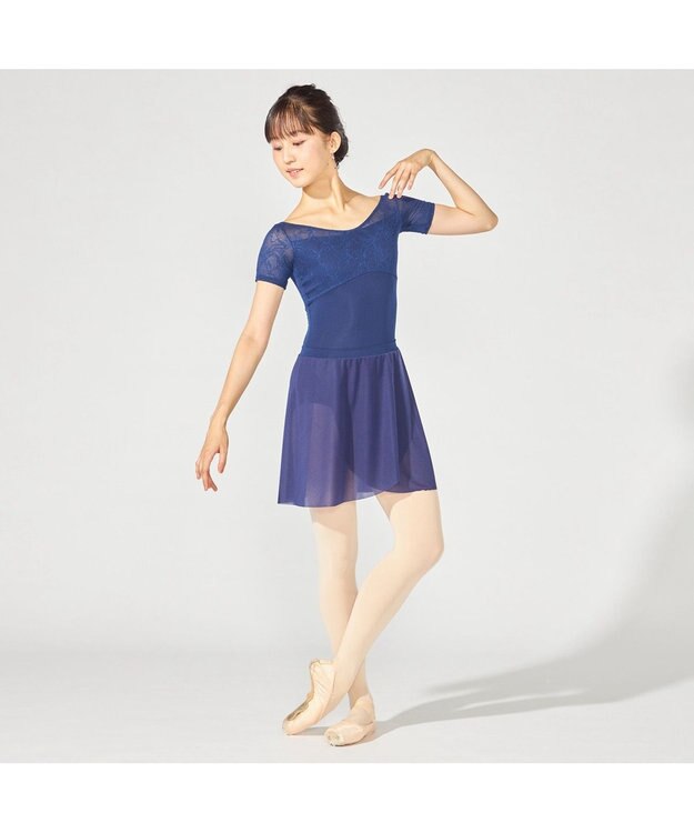 Chacott ハーフスリーブレオタード コバルトブルー