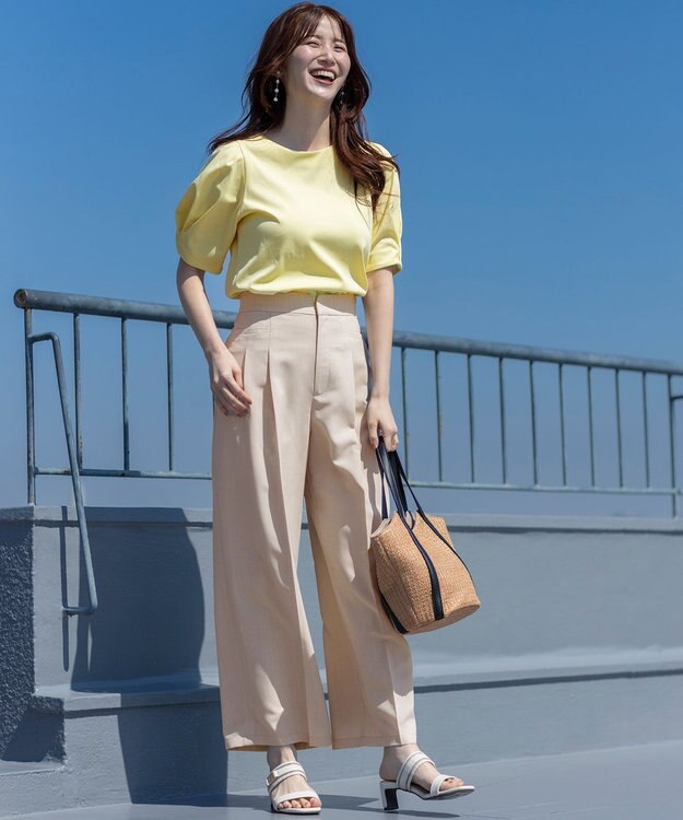 ANY SIS S 【接触冷感・速乾・UVカット・洗える】スイートクール ワイドパンツ ライトベージュ