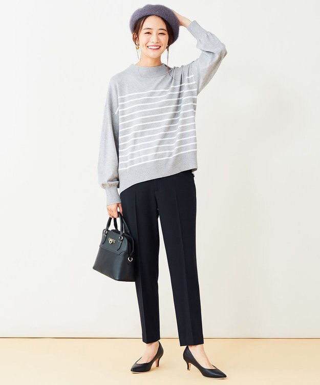 ANY SIS 【蓄熱効果】サーモトロン 2WAYストレッチ テーパードパンツ ネイビー