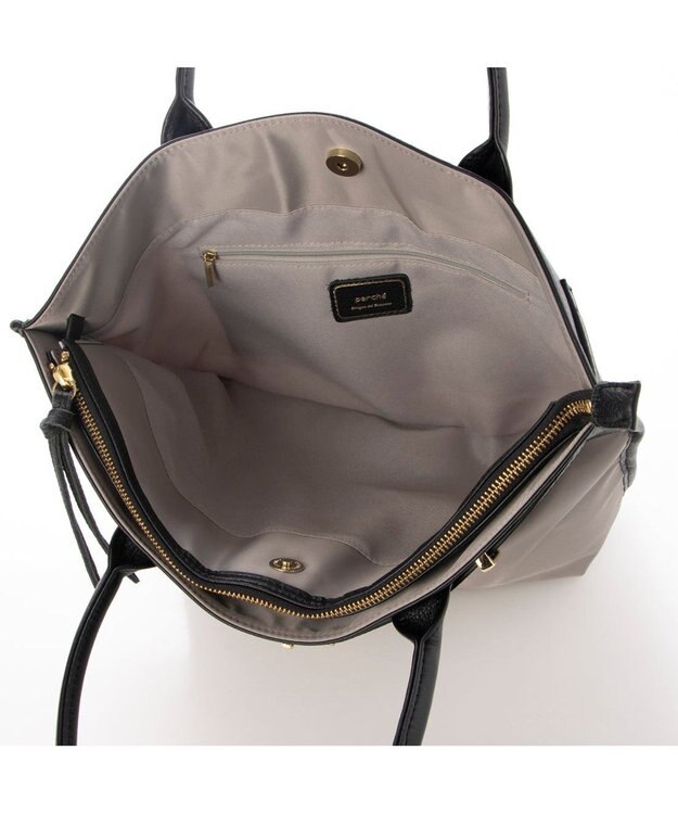UNBILLION 【テレビ ドラマ着用アイテム】ペルケ perche / ナイロン牛革ヒネリ金具トートバッグ ライトグレー