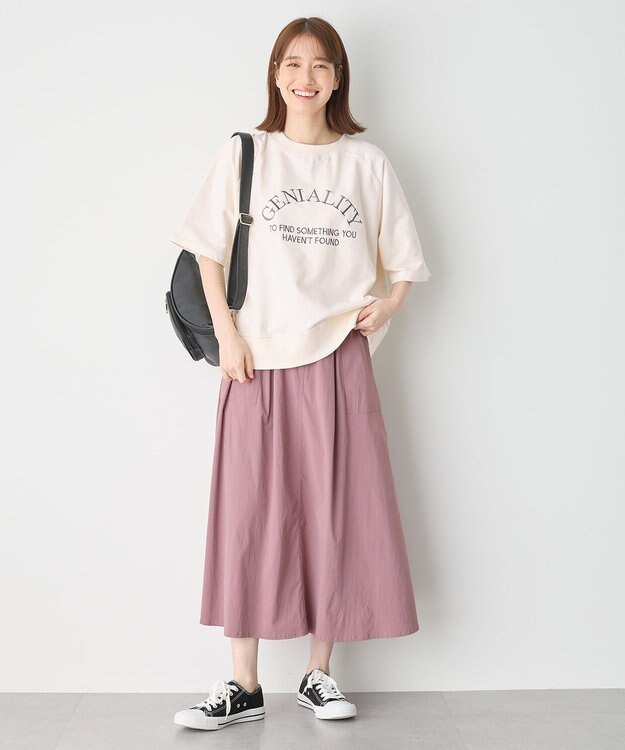 ANY L 【洗濯機可】刺繍ロゴミニ裏毛スウェット エクリュ