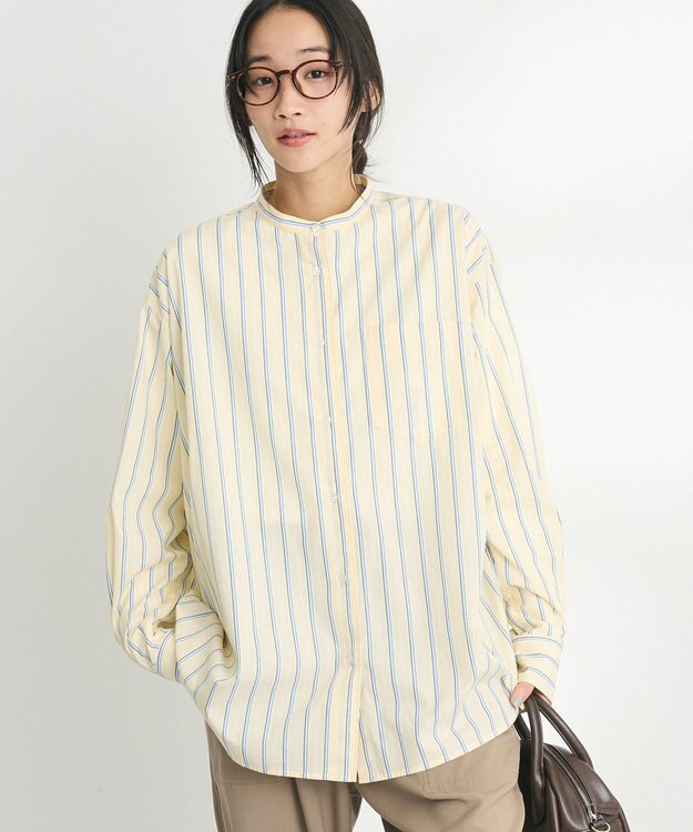 CRAFT STANDARD BOUTIQUE 【追加】バンドカラーシャツ ストライプイエロー