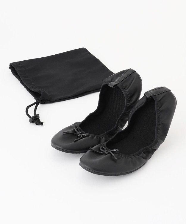 ANY SIS 【巾着付】折りたたみ スリッパ ブラック