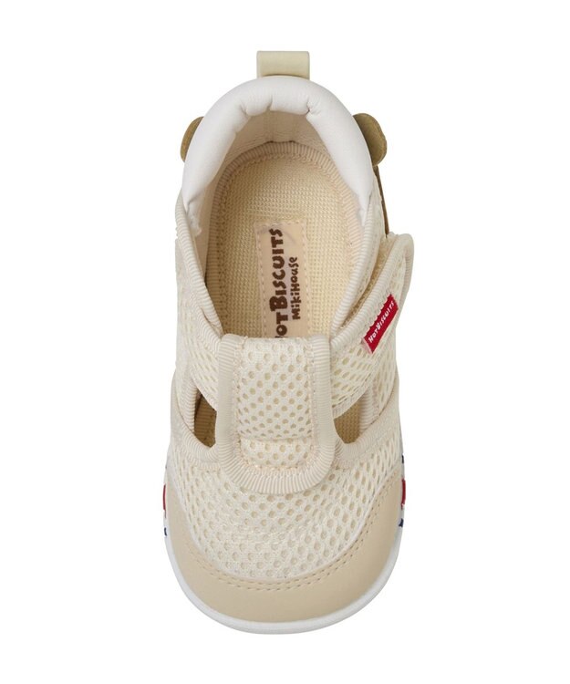 MIKI HOUSE HOT BISCUITS 【11.5-13.5cm】かかと顔 メッシュ ファーストベビーシューズ アイボリー