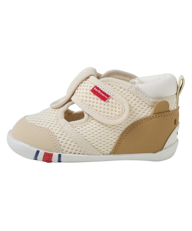 MIKI HOUSE HOT BISCUITS 【11.5-13.5cm】かかと顔 メッシュ ファーストベビーシューズ アイボリー