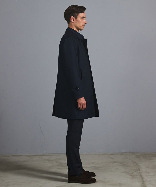 GOTAIRIKU 25年新作/3シーズン対応【防水/軽量/シワになりにくい】メランジカルゼ ステンカラーコート_無地 ネイビー系