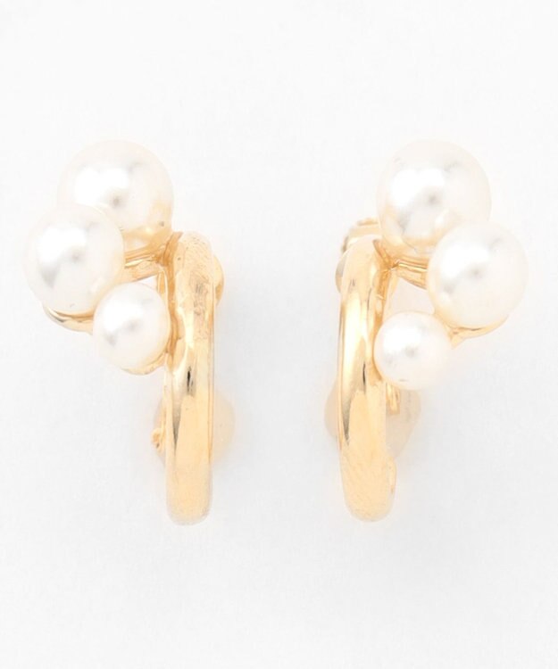 ANY 【WEB限定】パールフープイヤリング(両耳用) ライトゴールド