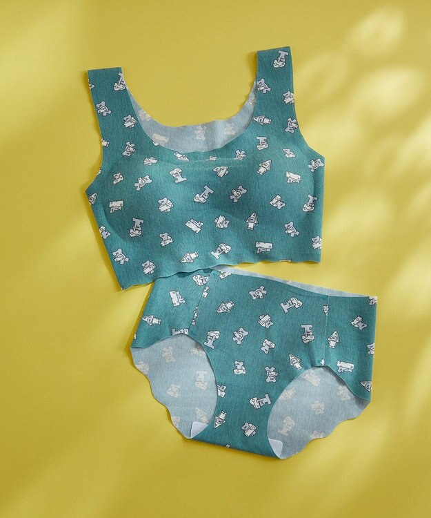 une nana cool MADE WITH ねずみのANDY【綿混】フラット仕上げノンワイヤーブラジャー GR