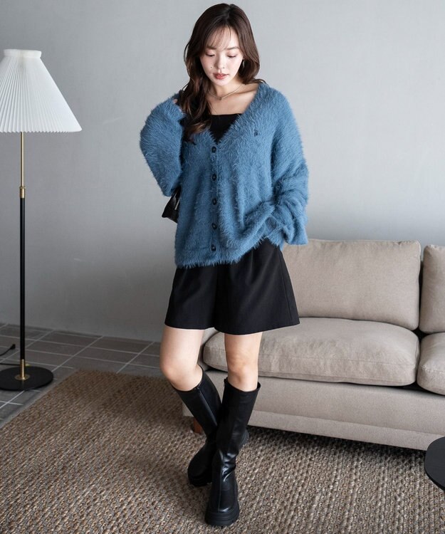 WEGO 【25年秋冬新作/WEB限定】別注USPOLOシャギーニットカーデ ブルーその他