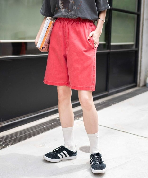 WEGO 【ユニセックス着用ITEM/ウエストゴム】リラックスイージーショーツ レッドその他