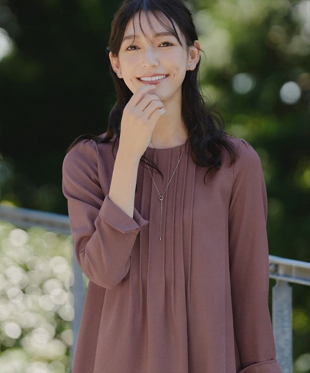 Tiaclasse 【洗える】ピンタックチュニックブラウス ピンク