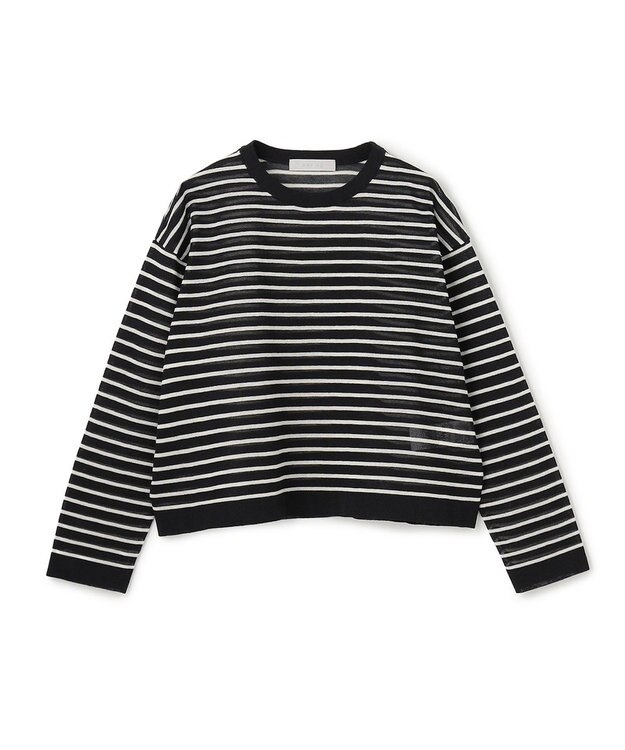 UNFILO シアーフォルムニット ボーダー ブラック×ベージュ