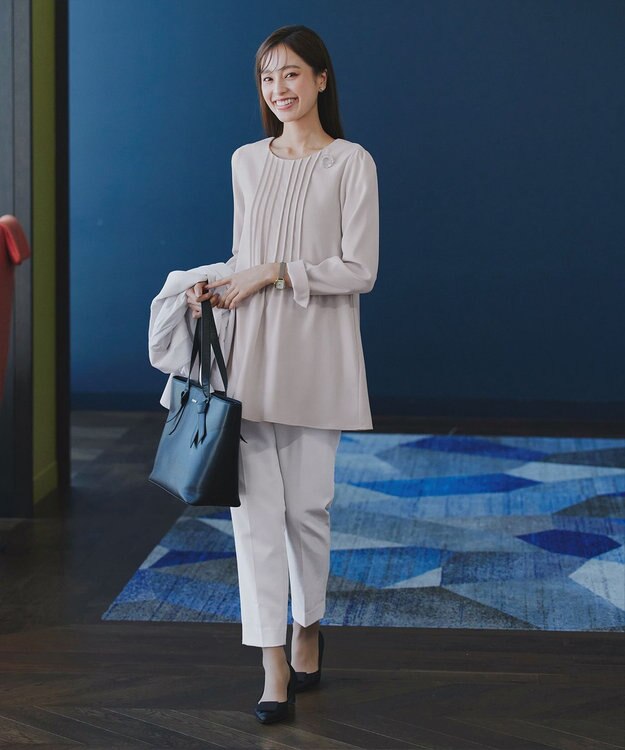 Tiaclasse 【洗える】ピンタックチュニックブラウス アイボリー