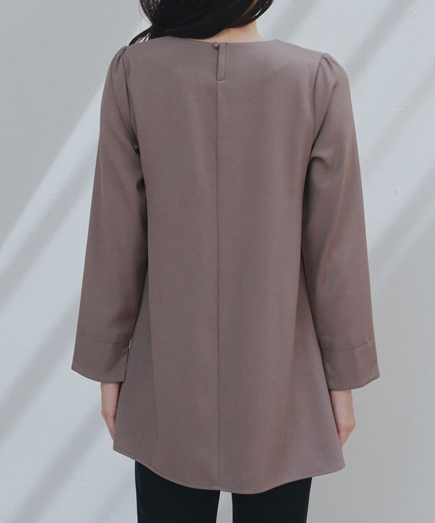 Tiaclasse 【洗える】ピンタックチュニックブラウス モカ